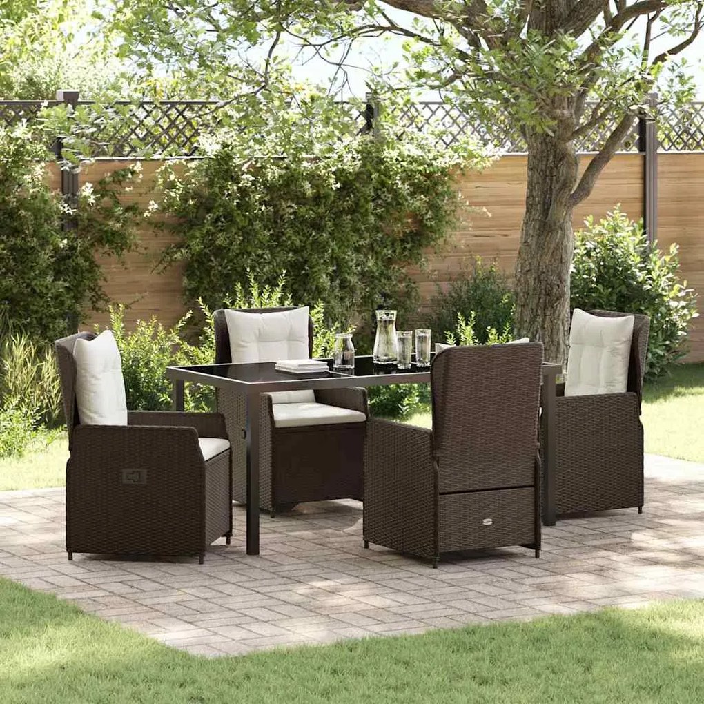 vidaXL Conjunto de Jantar para Jardim 5 pcs Castanho vime PE
