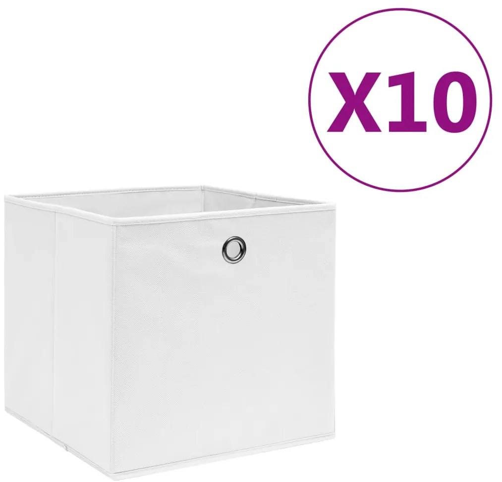 Caixas arrumação 10 pcs 28x28x28 cm tecido-não-tecido branco