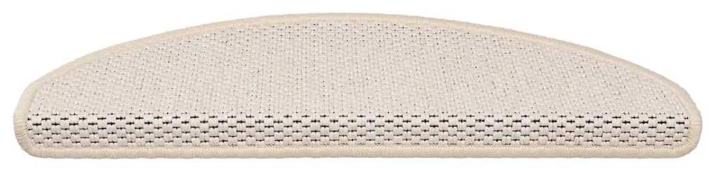 Tapetes escada adesivos aspeto sisal 15pcs 65x21x4 cm creme