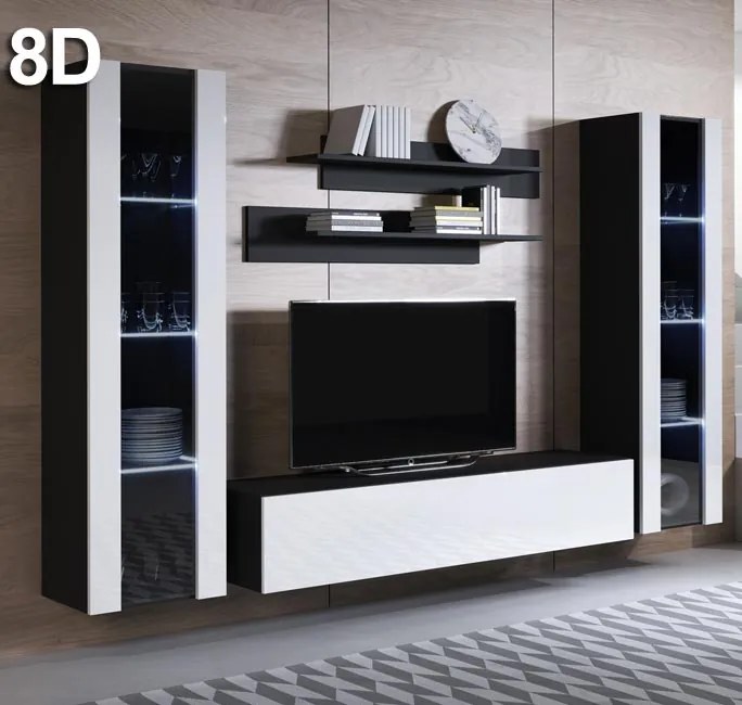 Conjunto de Móveis de Sala Rendufe – 2,6 m – Modular em Preto com Móve