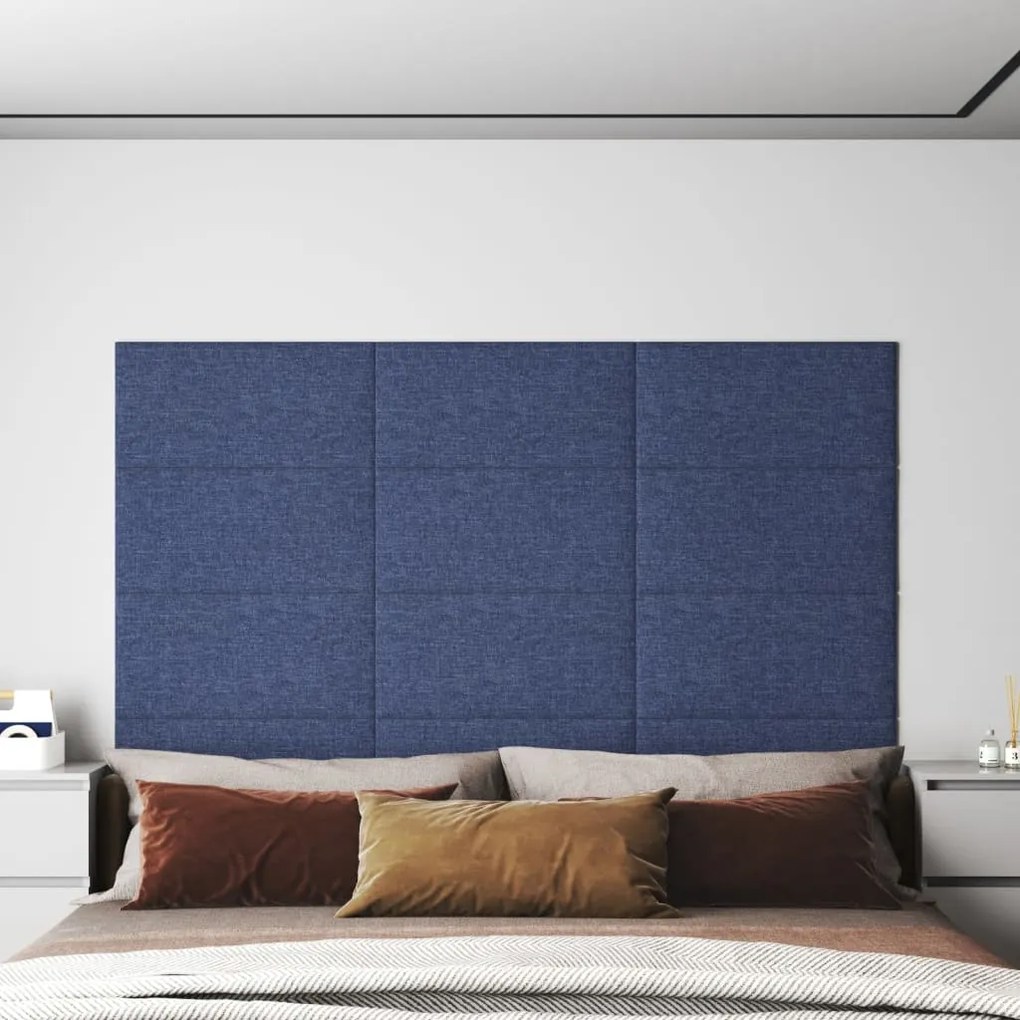 Painel de parede 12 pcs 60x30 cm tecido 2,16 m² azul