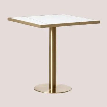 Mesa De Bar Quadrada 70x70cm Em Grés Manhattan Branco - Sklum