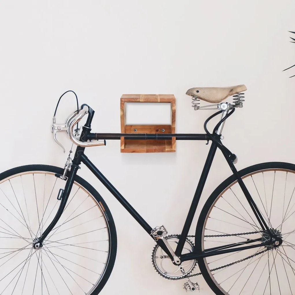 Suporte parede p/ bicicletas 35x25x25 cm acácia maciça