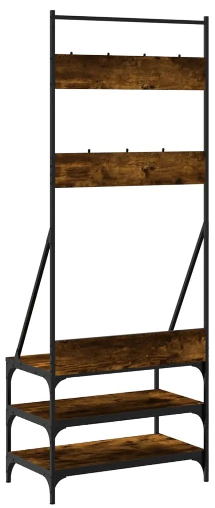 Bengaleiro c/ arrumação de calçado 70x40x184 cm carvalho fumado