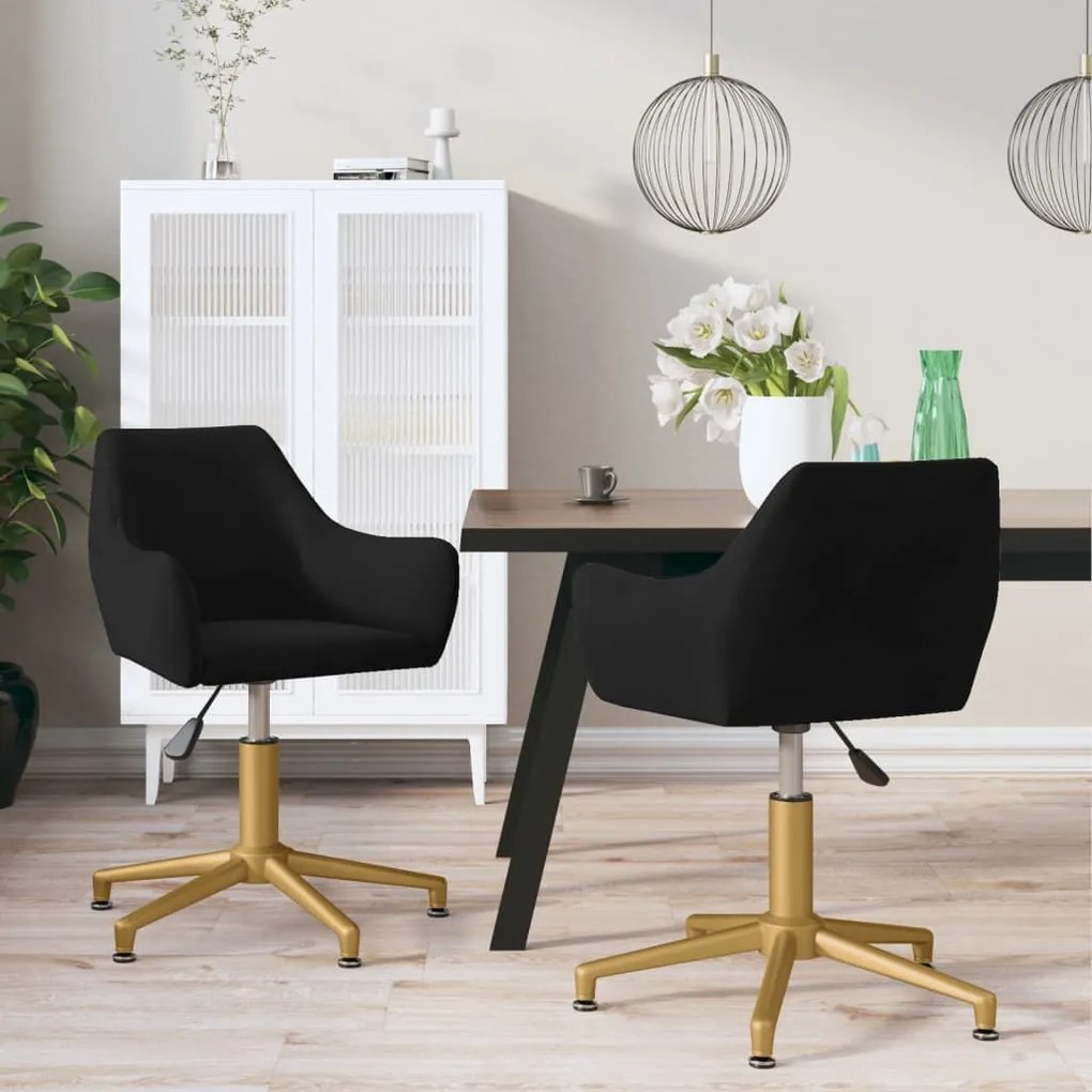 vidaXL Cadeiras de jantar giratórias 2 pcs veludo preto