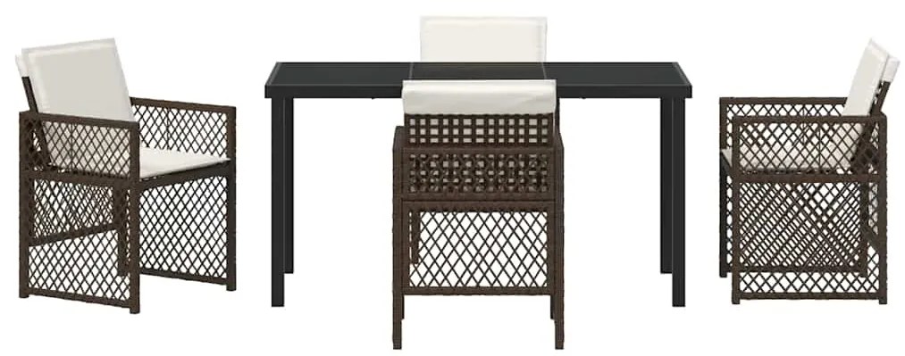 Conjunto de Jantar de Jardim vidaXL de 5 Peças com Almofadas Vime Sint