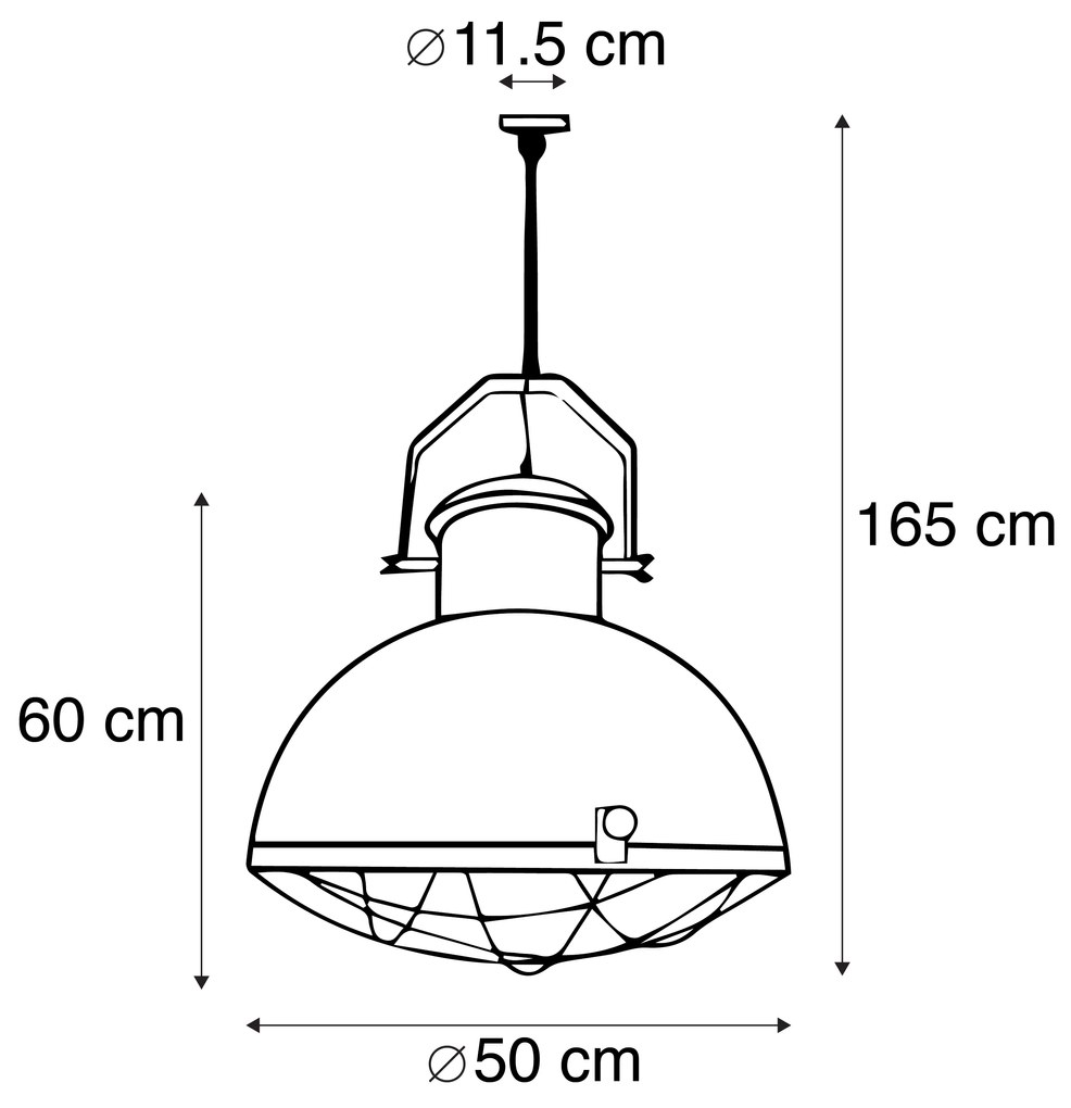 Candeeiro de suspensão industrial cor ferrugem com interior dourado - Engine Industrial,Country / Rústico