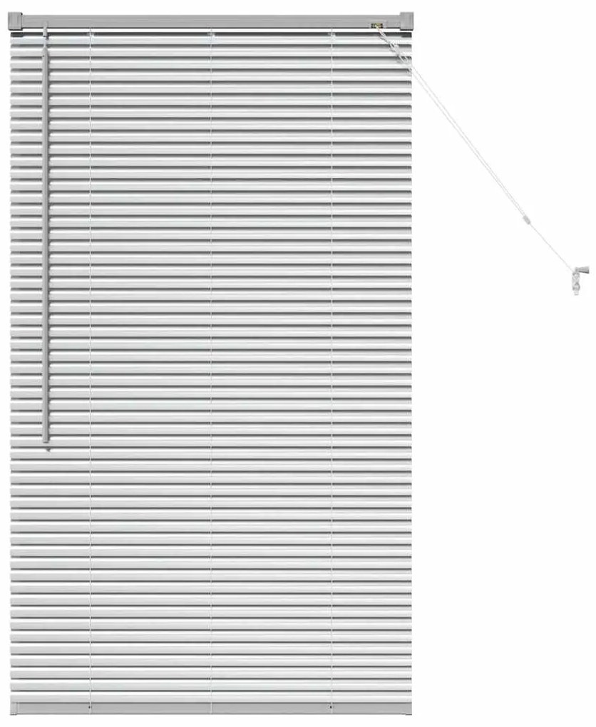 Persiana de Janela com cortinas Manual Prata 80 x 130 cm Alumínio
