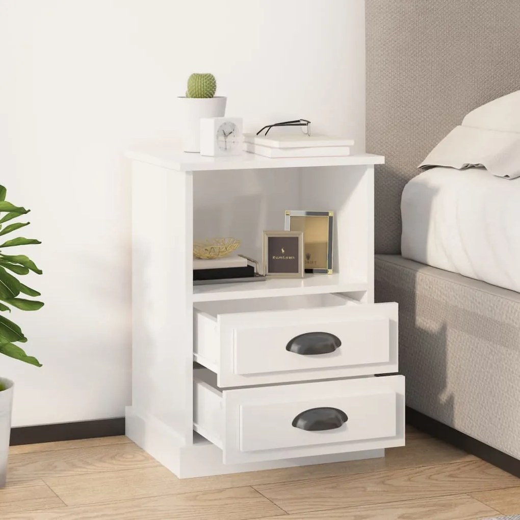 Mesa de cabeceira 43x36x60 cm branco brilhante