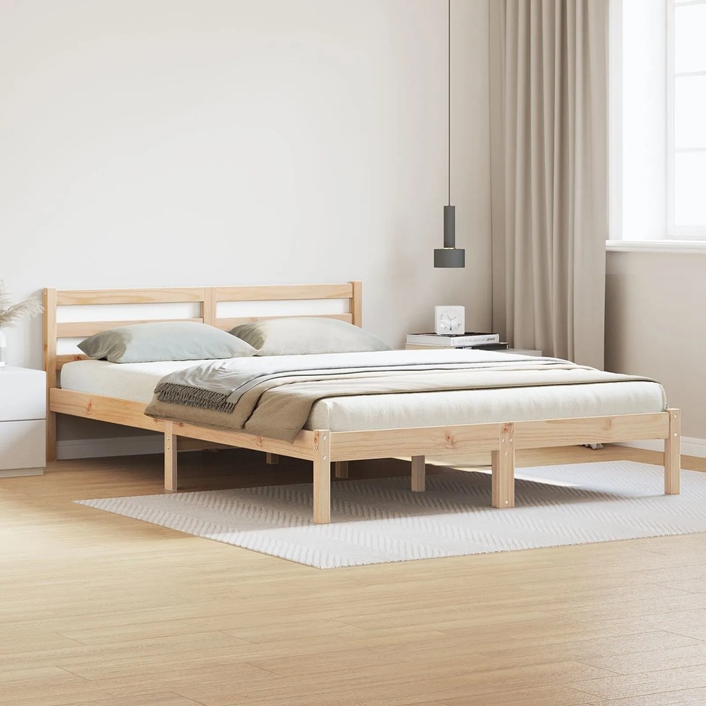 Cama com Cabeceira vidaXL 140x210 cm Madeira de Pinho