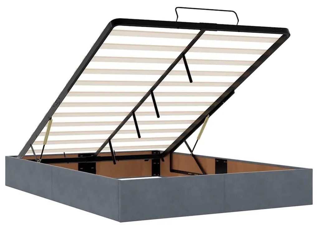 Estrutura de cama otomana colchões 140x200 cm cinzento escuro