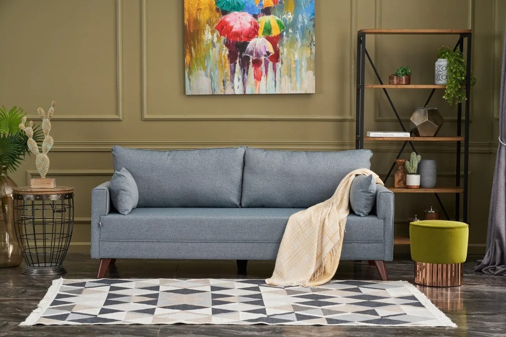 Sofá-Cama de 3 Lugares Bella – Azul – 208x85x81 cm