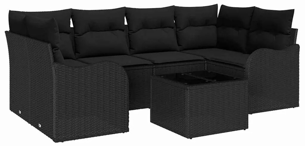 Conjunto de Sofás para Jardim com 7 Peças e Almofadas em Rattan Sintét