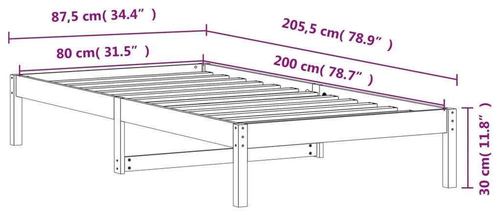 Sofá-cama sem colchão 80x200 cm madeira de pinho castanho cera