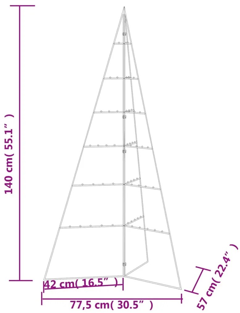 Árvore de Natal Piramide para Decoração em Metal - 140 cm