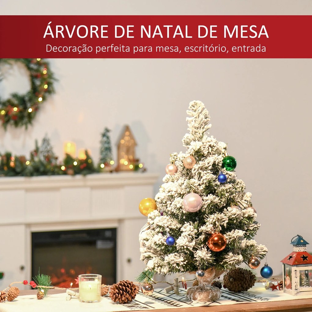 Árvore de Natal Artificial 60cm com 67 Ramos Ignífugos e Base de Cimen