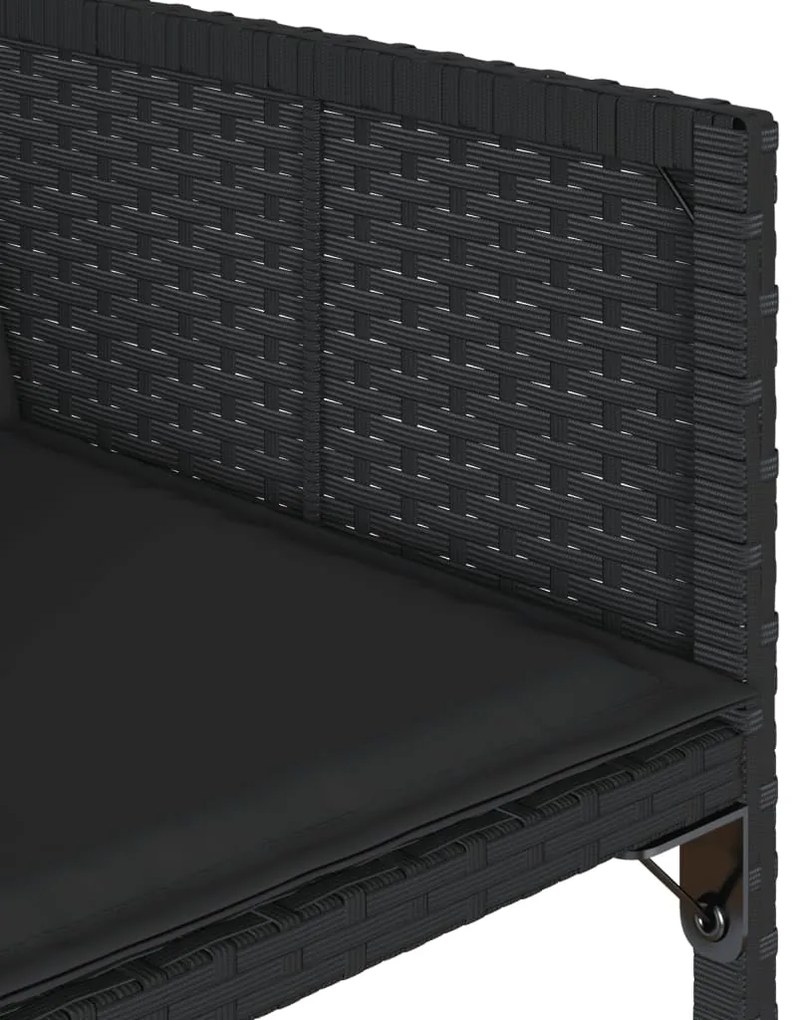 15 pcs conjunto de jantar p/jardim com almofadões vime PE preto