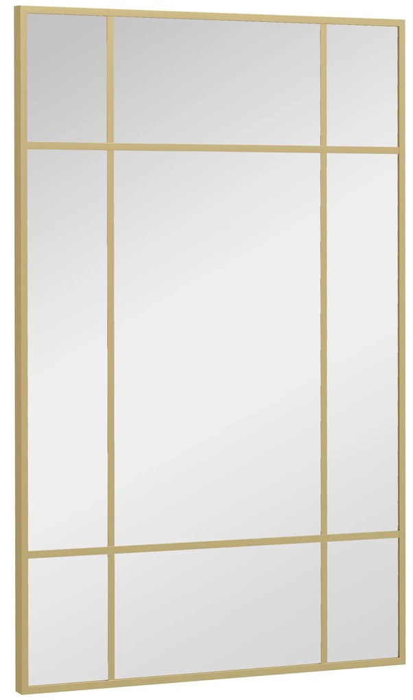 Espelho de Parede Retangular 90x60 cm com Moldura de Metal Espelho Decorativo para Sala Quarto Entrada Dourado