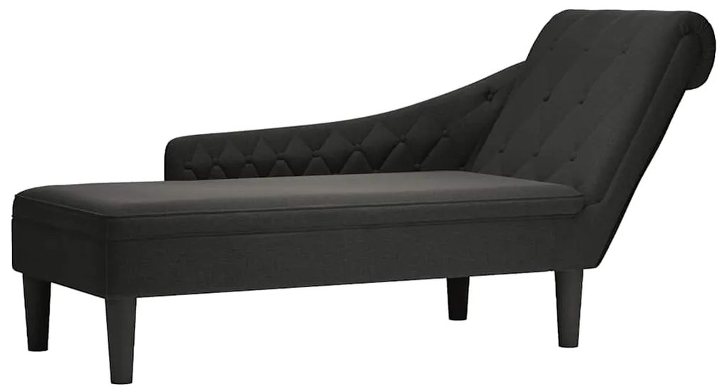 Chaise lounge c/ almofada/apoio de braços direito tecido preto