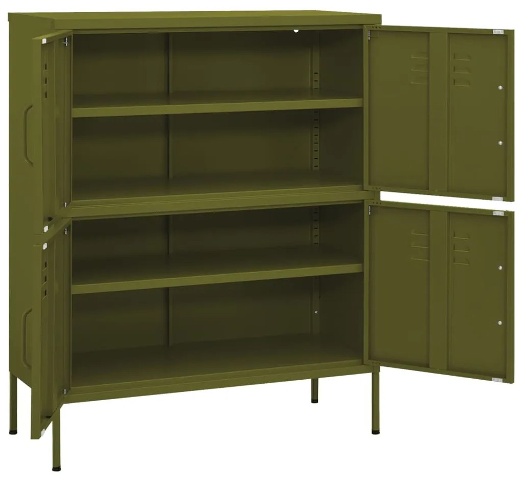 Armário de arrumação aço 80x35x101,5 cm verde-azeitona