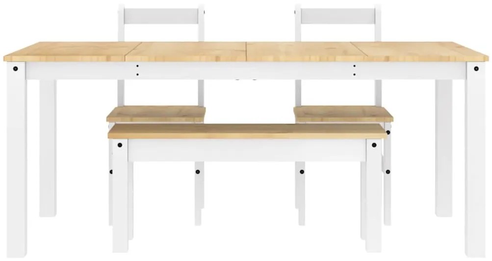 4 pcs conjunto de jantar Panama madeira pinho maciça branco