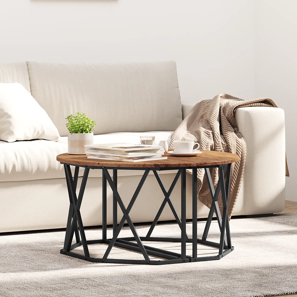Mesa de Centro vidaXL Madeira Velha 80x80x42 cm em Madeira de Engenharia