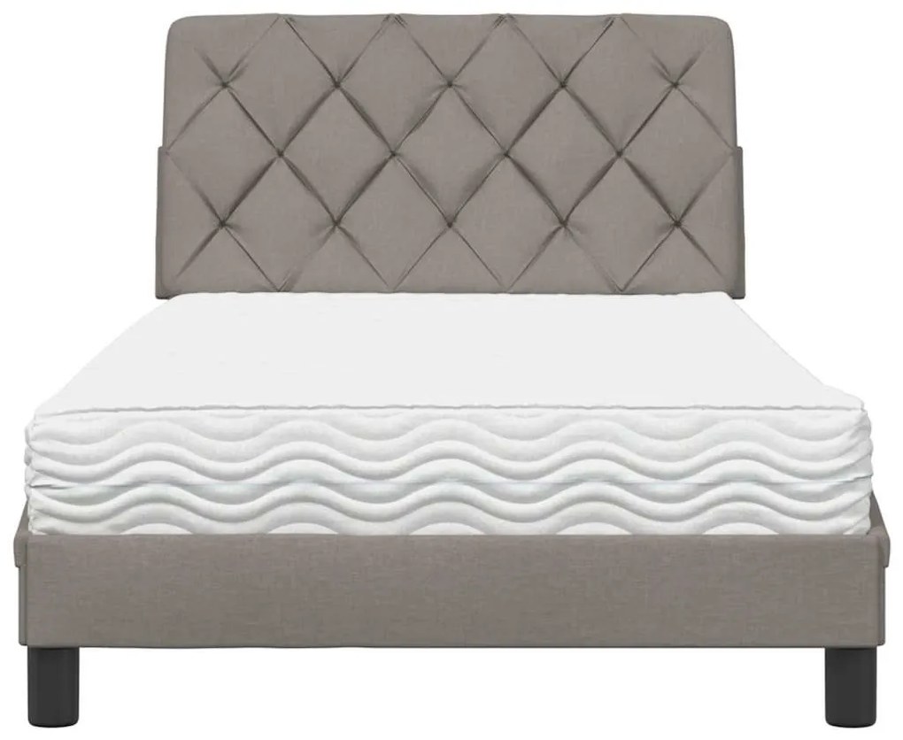Cama com colchão 100x200 cm tecido cinzento-acastanhado