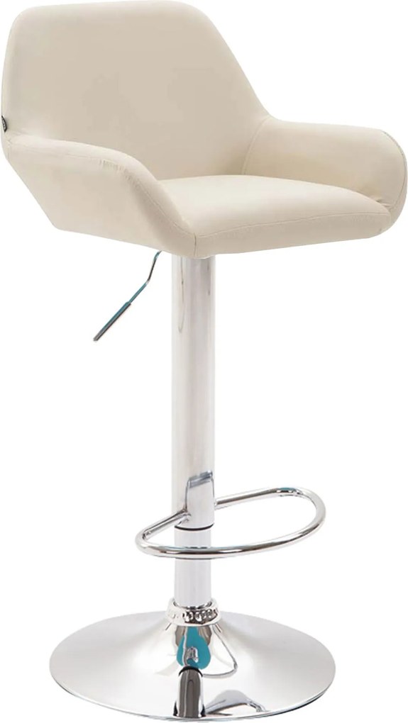 Conjunto de 2 bancos de bar Braga em couro sintético cromado creme