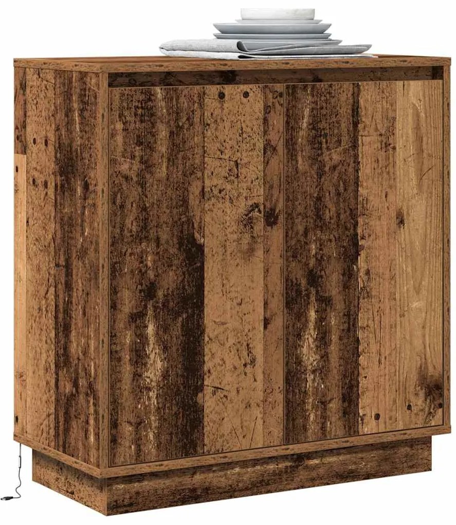 Buffet vidaXL com LED em Madeira Velha 71x34,5x75 cm
