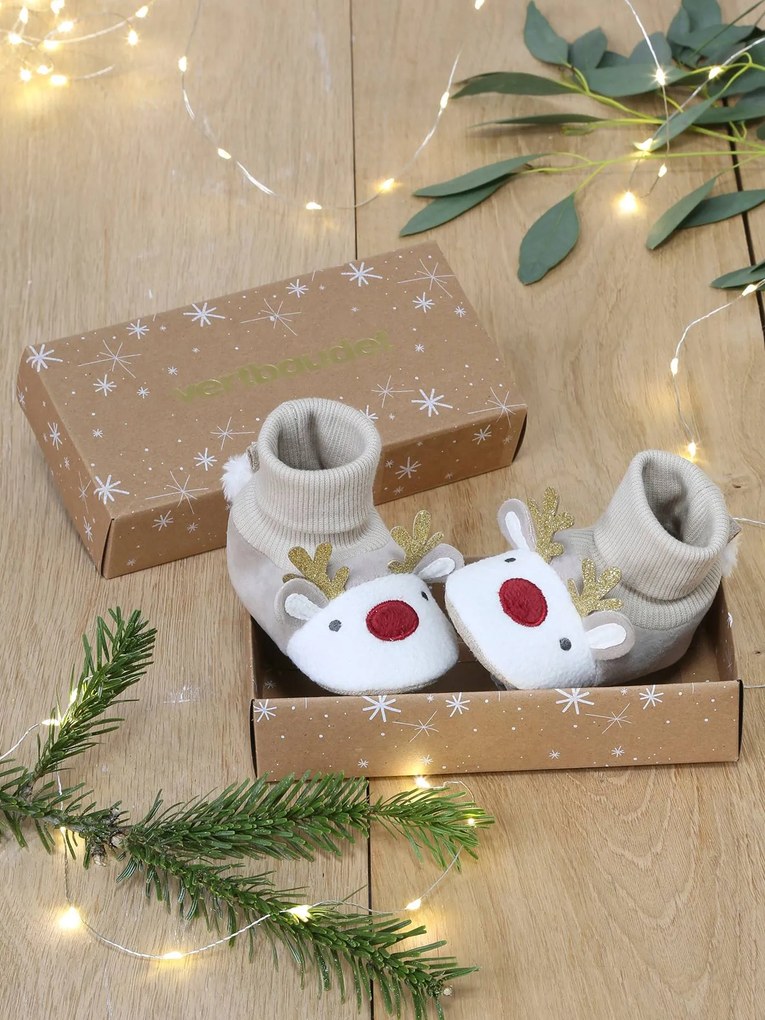Sapatinhos Renas de Natal bege