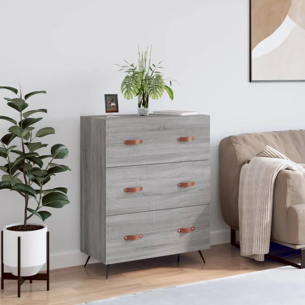 vidaXL Cómoda 69,5x34x90 cm derivados de madeira cinzento sonoma