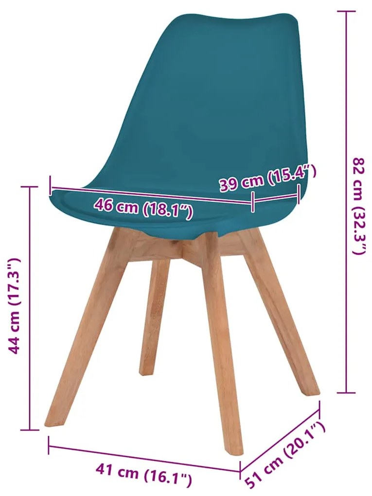 Cadeiras de jantar 2 pcs plástico turquesa
