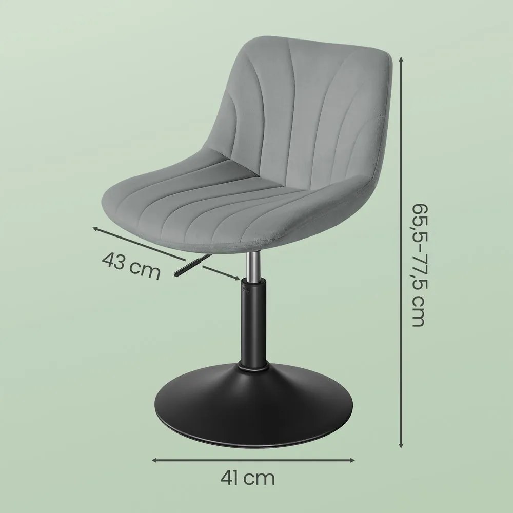 Banco para toucador com altura ajustavel 46,5 x 43 x (65,5-77,5) em veludo Cinzento