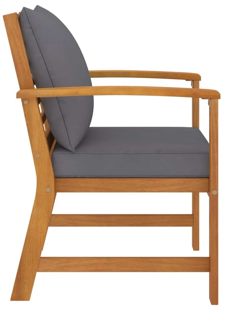 Cadeiras jardim 2 pcs c/ almofadões cinza-escuro acácia maciça