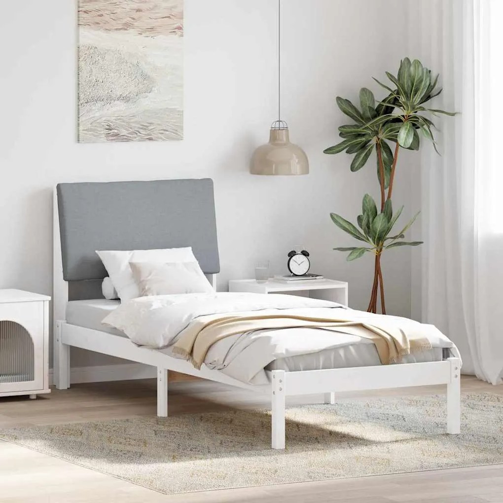 vidaXL Estrutura da cama Branco e cinza claro 80 x 200 cm