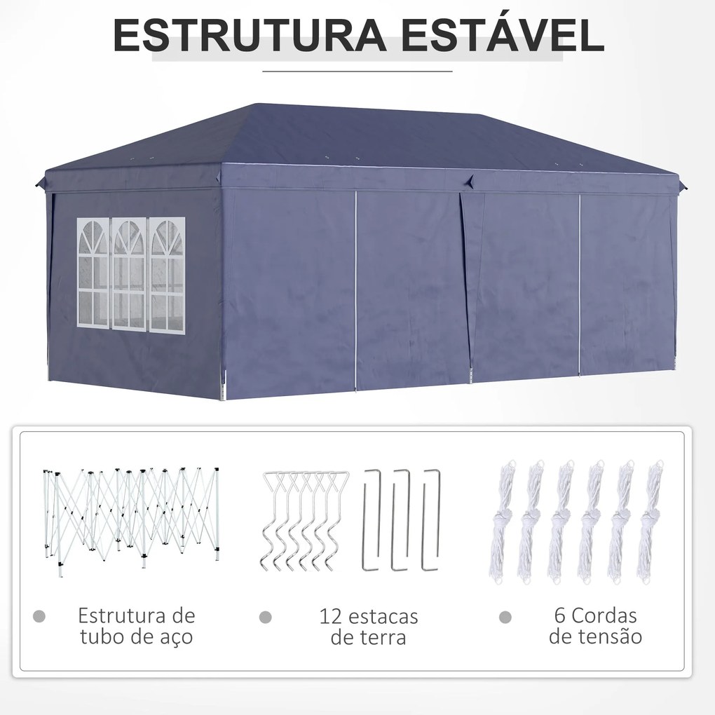 Tenda para Festas 585x295x270 cm com Paredes Laterais Amovíveis Tenda