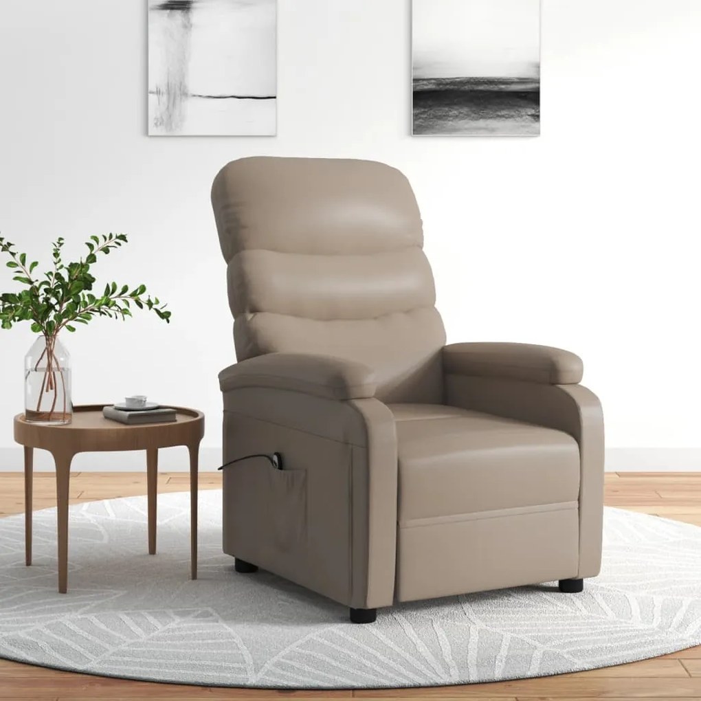 vidaXL Poltrona reclinável elétrica couro artificial cor cappuccino