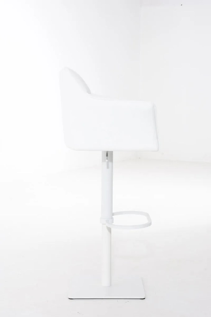 Banco de bar Damaso em couro sintético e com estrutura branca 64 x 88-113 x 45 cm Branco