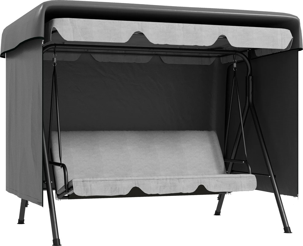 Outsunny Capa Protetora para Baloiço de Jardim de 3 Lugares 215x155x150 cm Impermeável com Fecho de Correr Cinza Escuro | Aosom Portugal