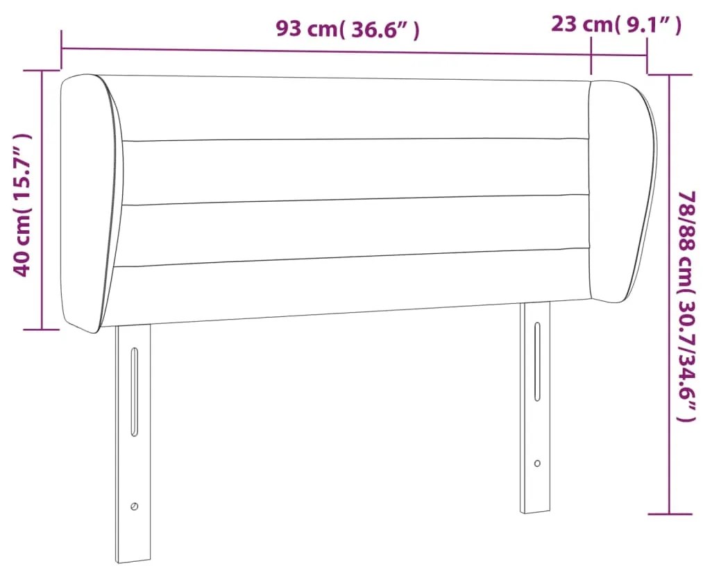 Cabeceira de cama c/ abas tecido 93x23x78/88 cm cinzento-escuro