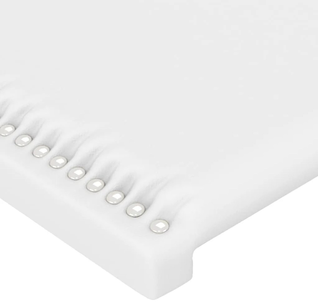 Cabeceira de cama c/ LED couro artificial 180x5x78/88 cm branco