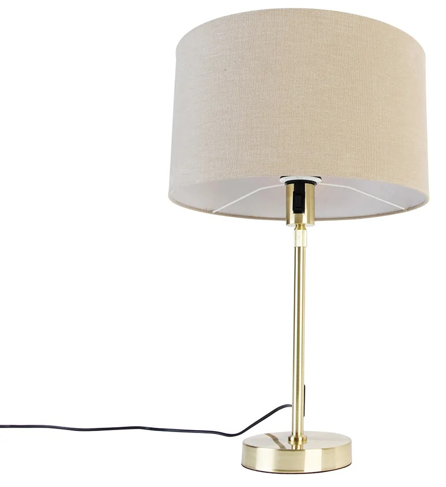 Candeeiro de mesa dourado ajustável com cúpula castanho claro 35 cm - Parte Design