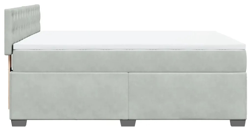 Cama com molas/colchão 160x200 cm veludo cinzento-claro