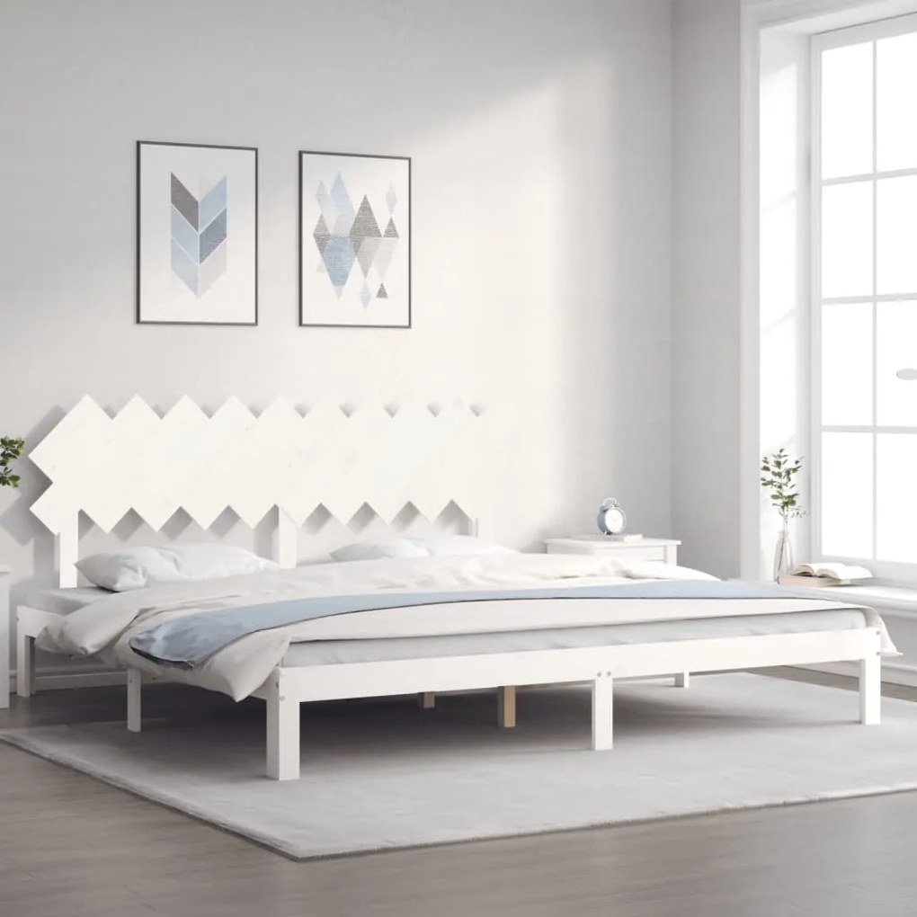 vidaXL Cama sem colchão 200x200 cm madeira de pinho maciça branco