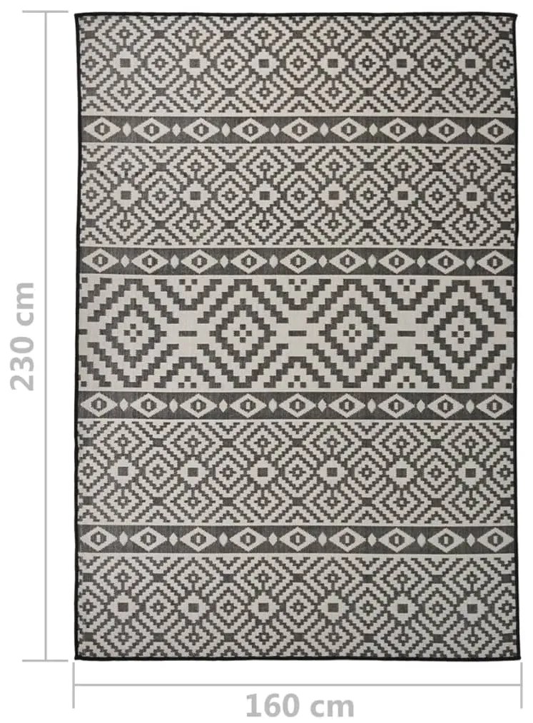Tapete de tecido plano para exterior 160x230 cm riscas pretas