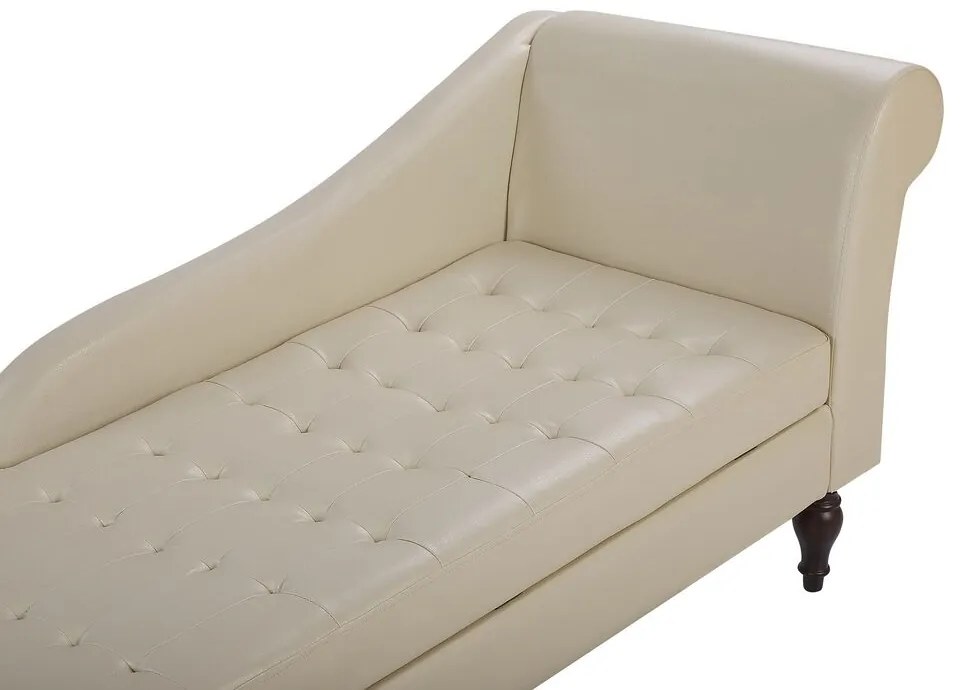 Chaise-longue à direita com arrumação em pele sintética creme PESSAC II Beliani
