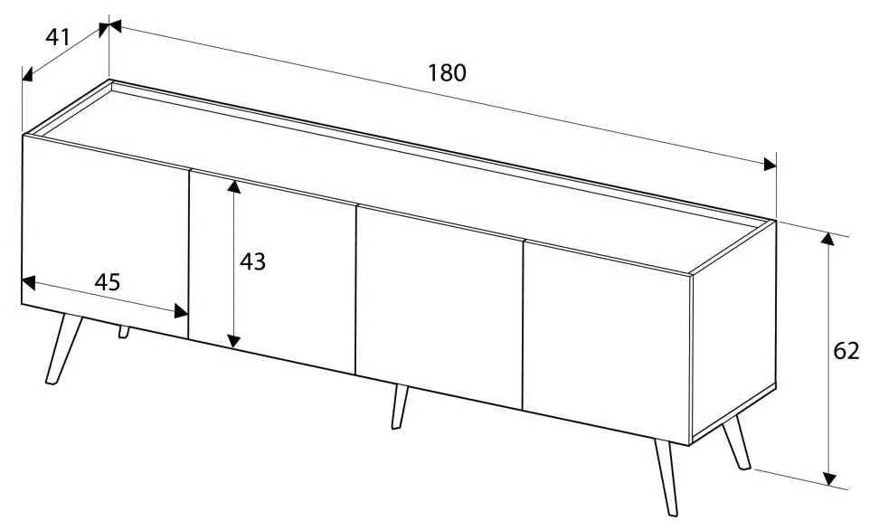 Móvel de TV "Adrian" – Carvalho – 180 x 62 x 41 cm – Design Moderno