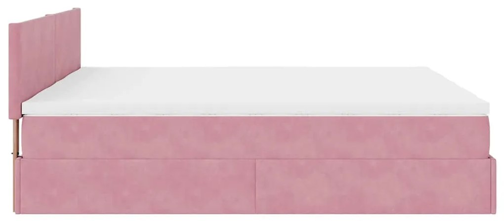 Estrutura de cama otomana com colchões 180x200 cm veludo rosa