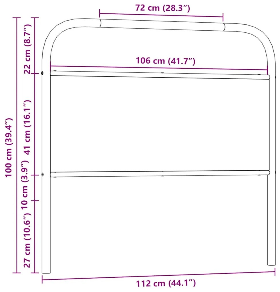 Cabeceira de cama 107cm derivados madeira/aço carvalho castanho