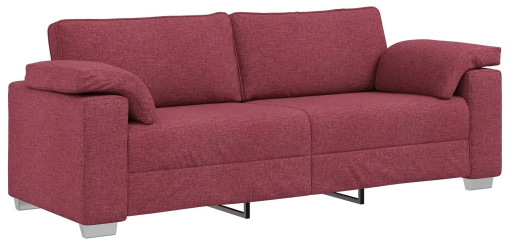 Conjunto de Sofá de 3 Peças com Almofadas Vermelhas Vinho